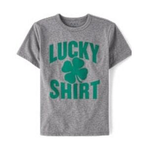 Lucky Shirt- Gray Kids T-Shirt with Green Print- The Children's Place